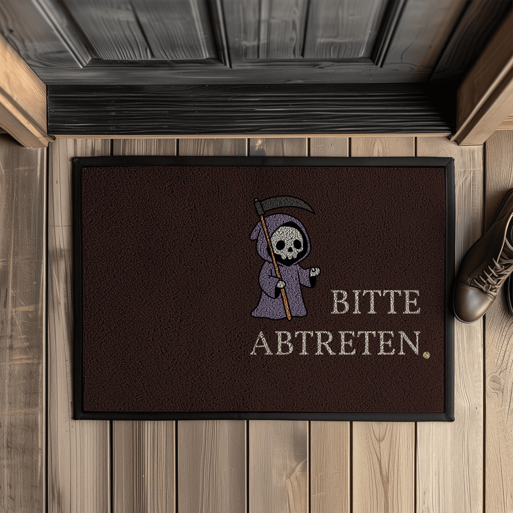 Bitte abtreten – Halloween Fußmatte mit Sensenmann