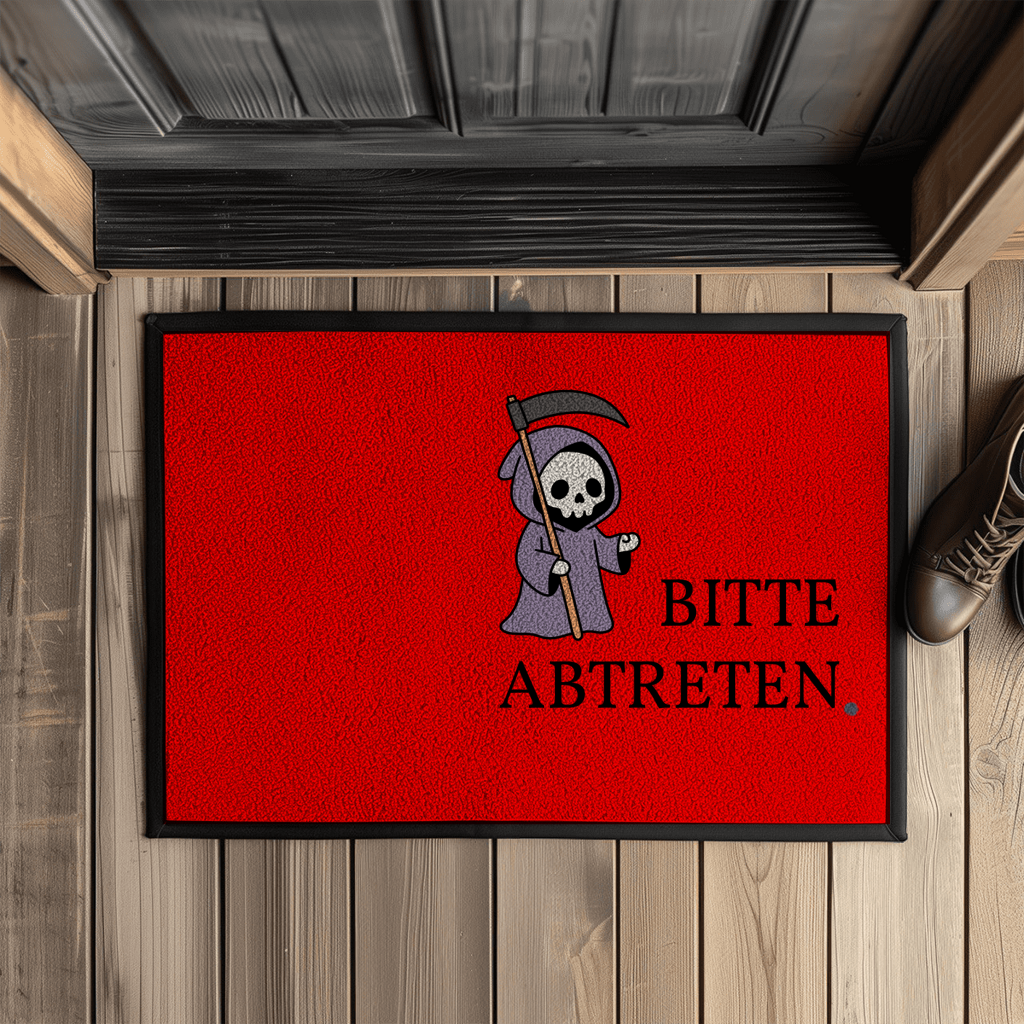 Bitte abtreten – Halloween Fußmatte mit Sensenmann