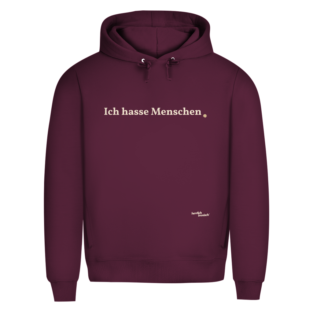Premium unisex Hoodie "Ich hasse Menschen" – Für Momente ohne Worte (Druck creme)