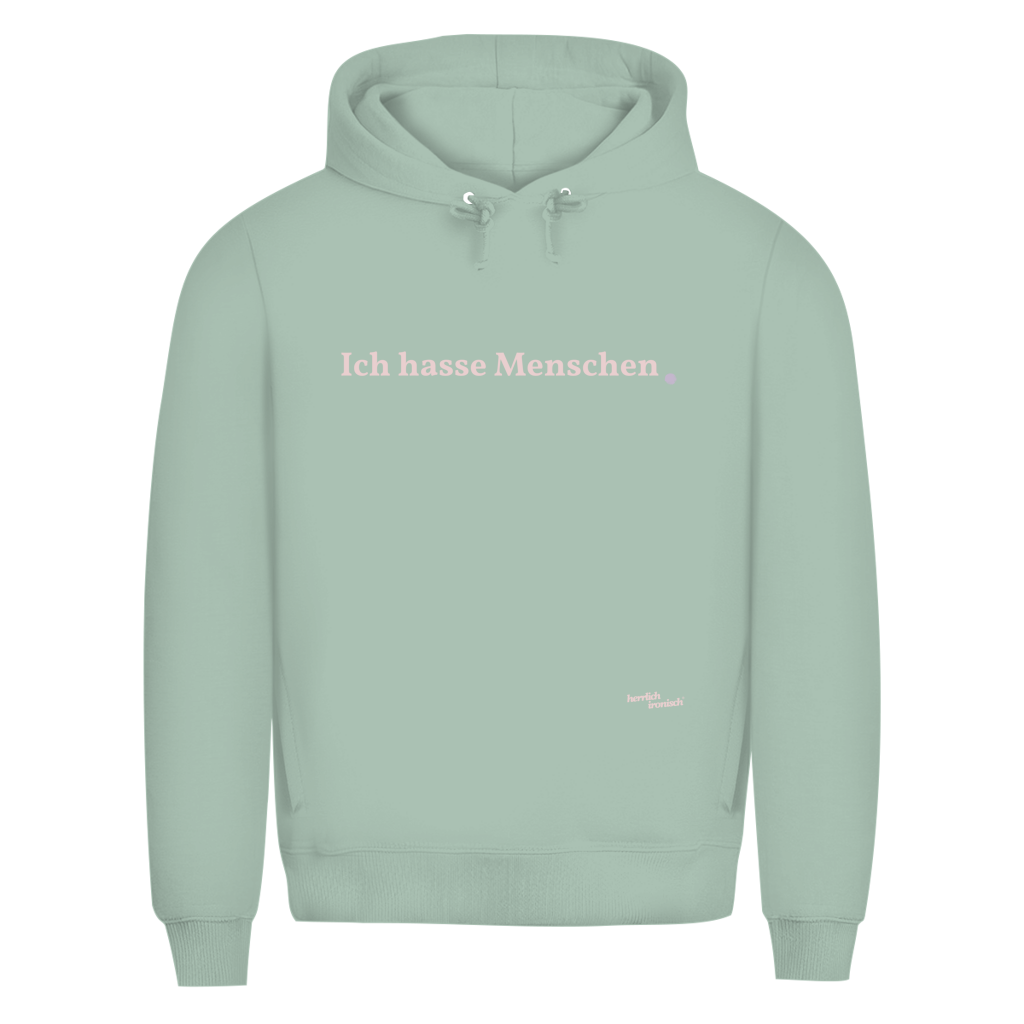 Premium unisex Hoodie "Ich hasse Menschen" – Für Momente ohne Worte (Druck rosé)
