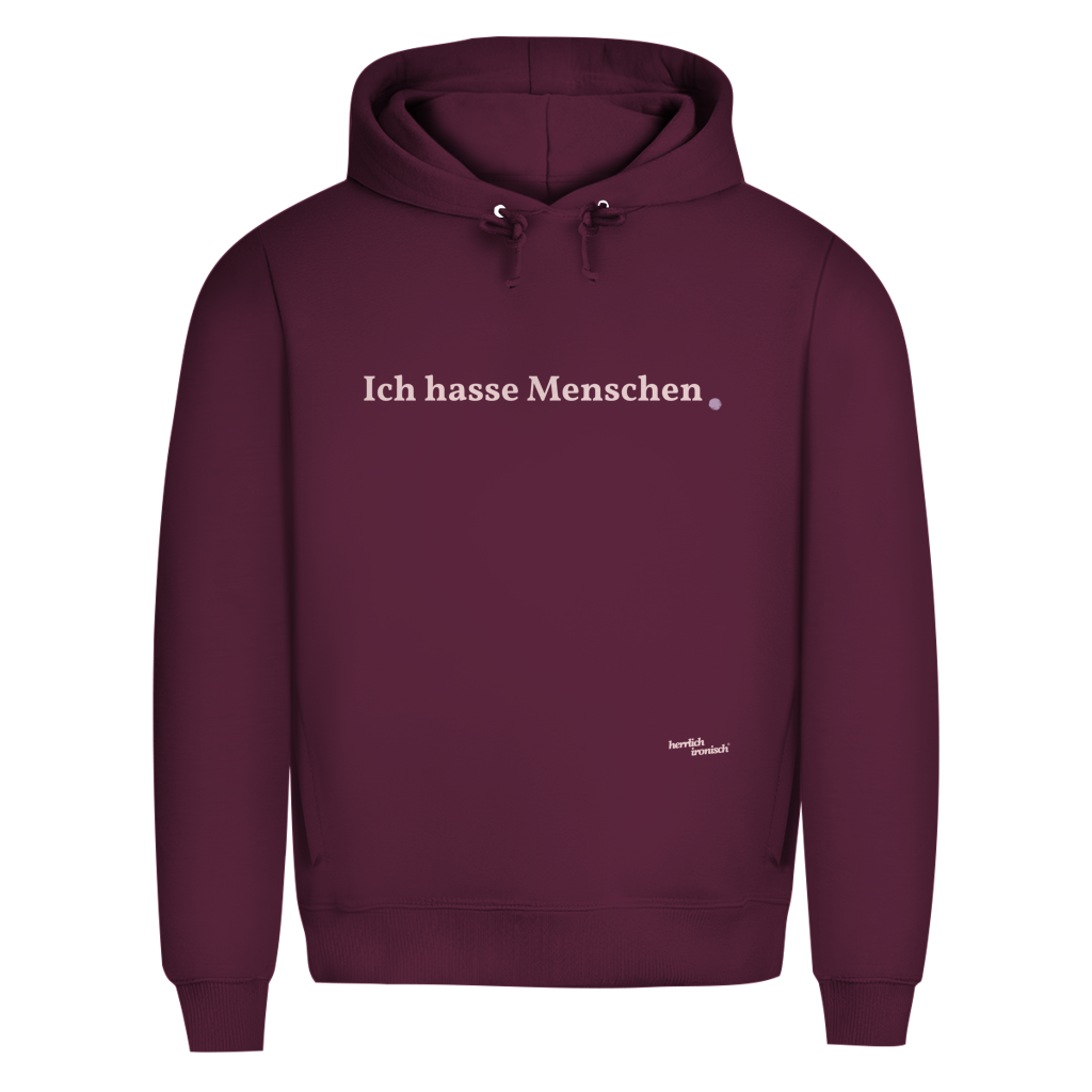 Premium unisex Hoodie "Ich hasse Menschen" – Für Momente ohne Worte (Druck rosé)