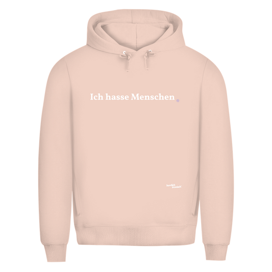 Premium unisex Hoodie "Ich hasse Menschen" – Für Momente ohne Worte (Druck weiß)