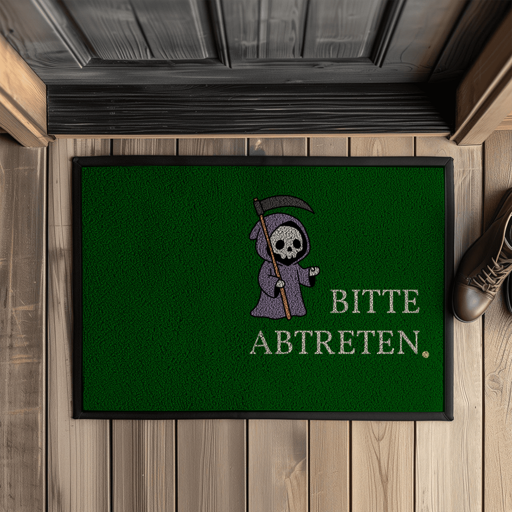 Bitte abtreten – Halloween Fußmatte mit Sensenmann