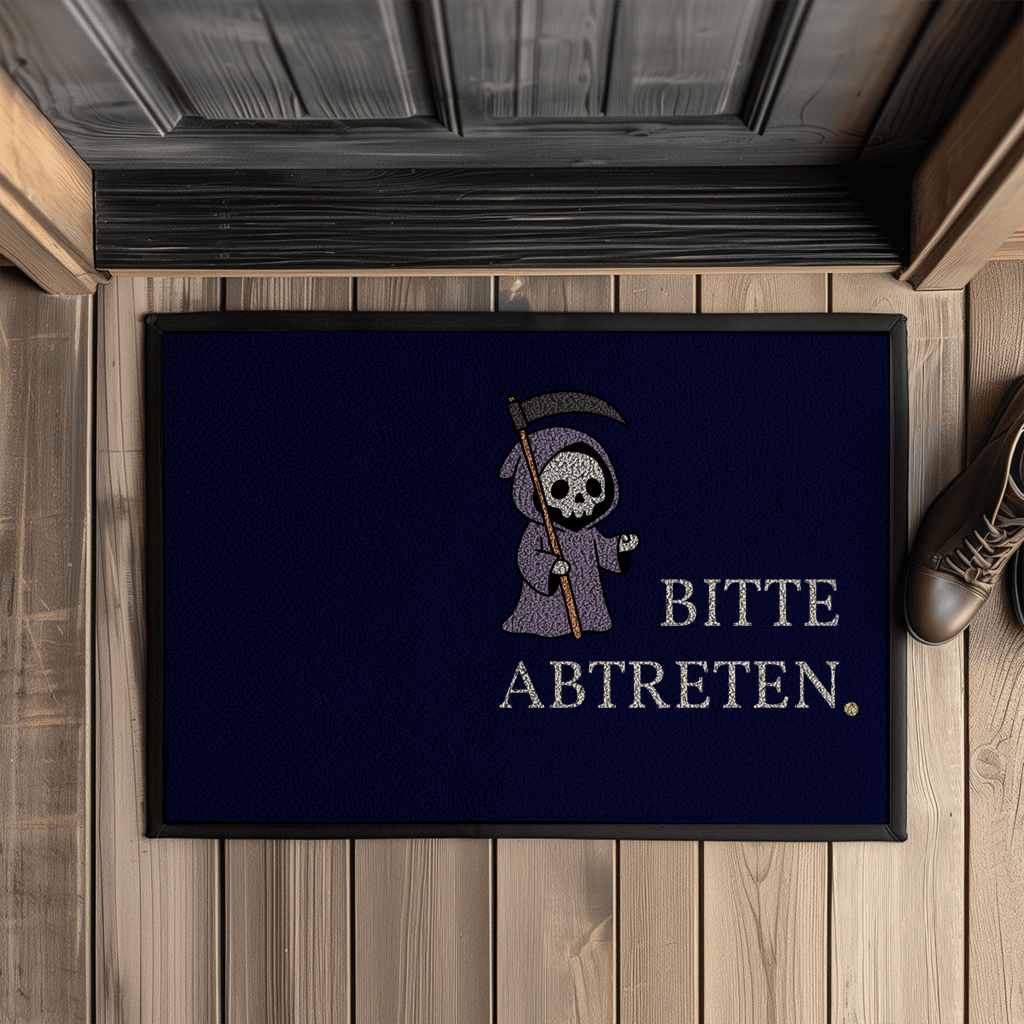 Bitte abtreten – Halloween Fußmatte mit Sensenmann