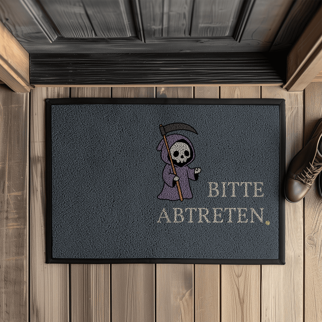 Bitte abtreten – Halloween Fußmatte mit Sensenmann