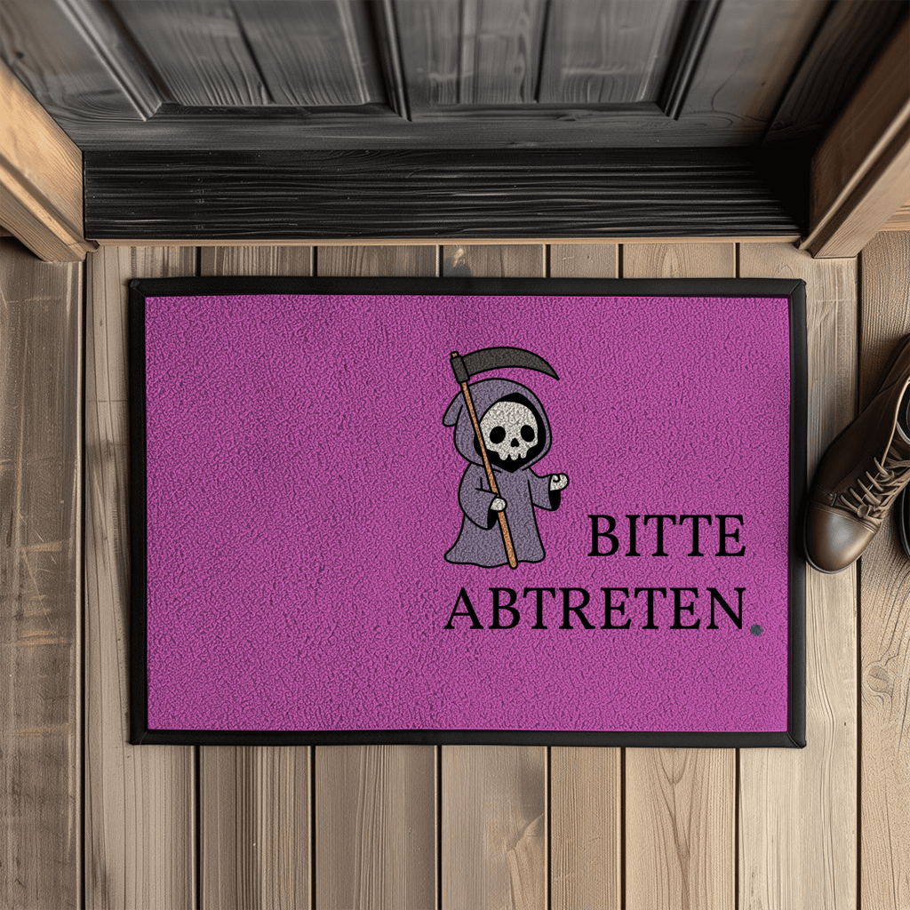 Bitte abtreten – Halloween Fußmatte mit Sensenmann