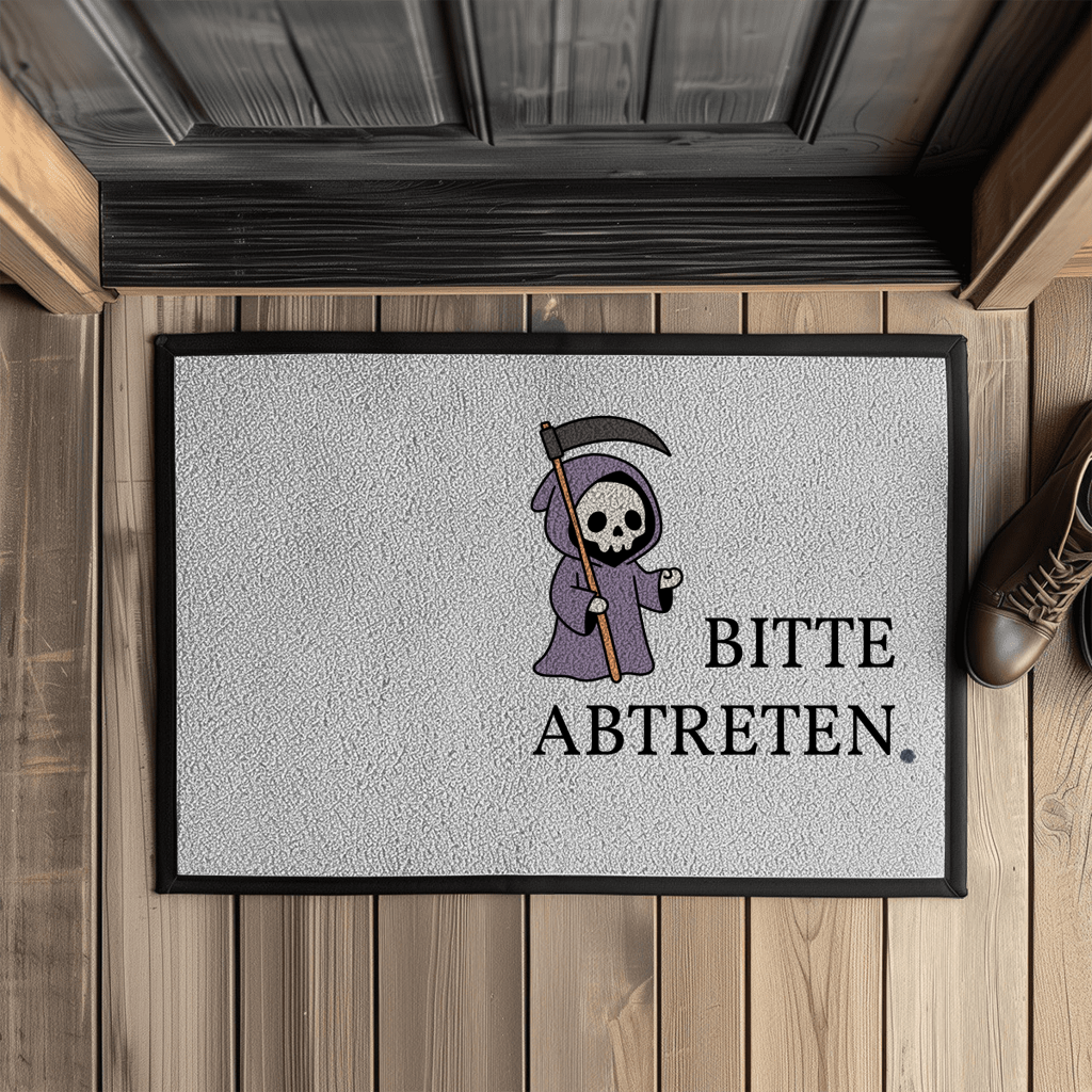 Bitte abtreten – Halloween Fußmatte mit Sensenmann